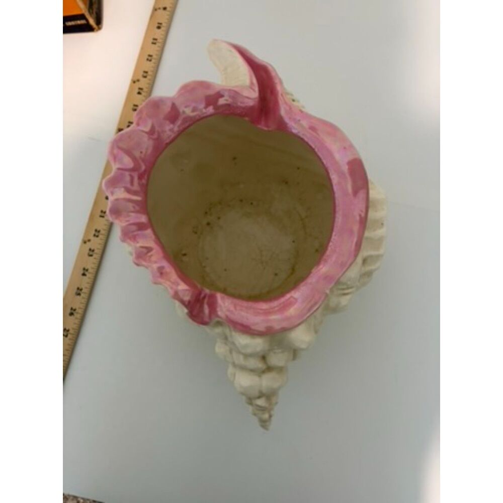 vtg.Large ceramic conch shell planter - Picture 2 of 10